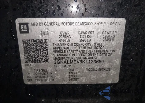 2019 GMC Terrain Sle z USA, uszkodzony, nr VIN 3GKALMEV8KL123689